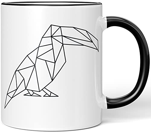 JUNIWORDS Tasse, Origami Tukan, Wähle Farbe, Schwarz