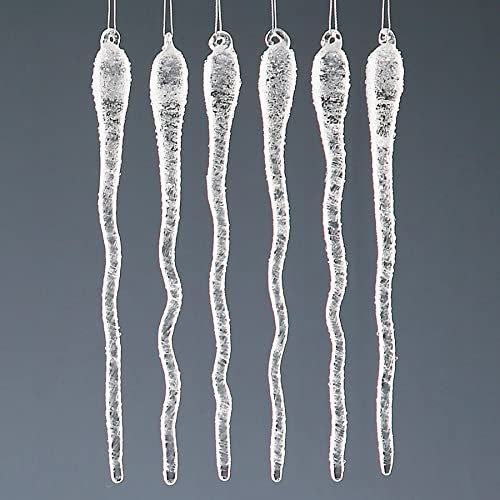 Widdle Gifts Ltd Christmas Tree Decoration 6 Pack Frosted Glass Wavy Icicles 1326