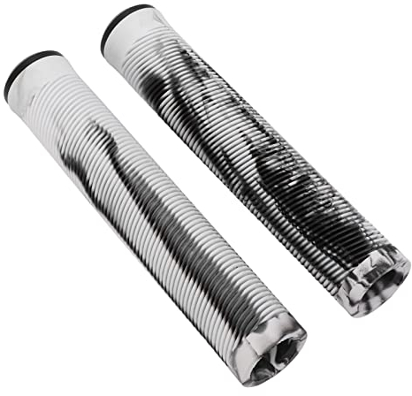 SPYMINNPOO Fahrrad Lenkergriffe, 1 Paar 16cm Fahrrad Lenkergriffe Weiche TPE Gummi Anti Rutsch Griffe für Fixed Gear Fahrrad(grau weiß schwarz) Radfahren Fahrräder Und Ersatzteile