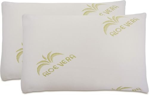 Ali Brothers Coppia di Cuscini in Memory Foam, Con Fodera in Aloe Vera, Altezza 15cm, Ergonomici, Support Cervicale, Anallergico Antiacaro,Made in Italy.