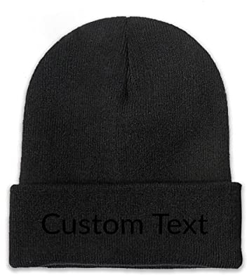 Miujonvy Individuelle Wintermütze Beanie für Männer & Frauen Slouch Black Beanie Custom Text Personalisierte Strickmütze