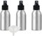 PQPAUTY 3 Piezas Pequeño 100ml botella de spray pulverizador Botella de Aluminio Plata con Bomba en Negro Niebla Fina Atomizador para Perfume Viaje Artículos de Agua Cosmético, con Embudo