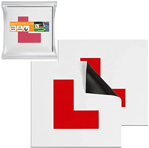 Xtremeauto Magnetic L Plates Learner Plate - Double Pack Learner Plates, L Plates For Car Magnetic, Regulation Compliant Magnetic L Plates For Car UK, Learning Driver New Driver Sticker Plate