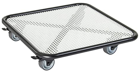 Wagner Pflanzenroller Black & White - 38 x 38 x 8 cm I Pflanzenroller, Soft-Rollen mit Bremsen I für Innen - & Außenbereich I Blumenroller Stahl beschichtet schwarz/weiß I Tragkraft 150 kg - 20701801