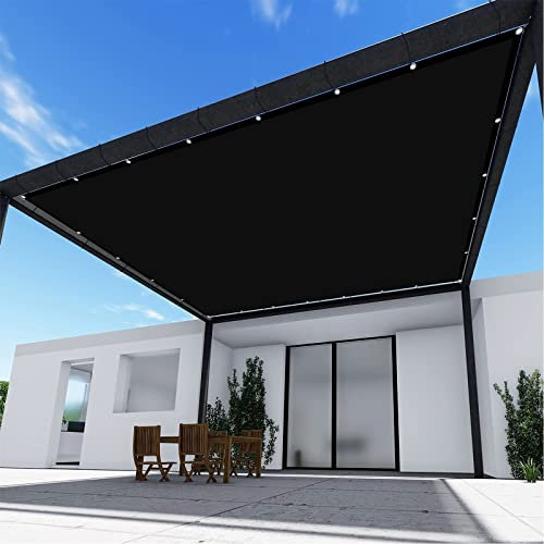 Rechteck Sonnenschutz Garten Balkon 2x5.5M wetterbeständig Quadratisch Balkon Outdoor Markisen Baldachin 98% UV Schutz Leinen inkl Befestigungsseile, Schwarz