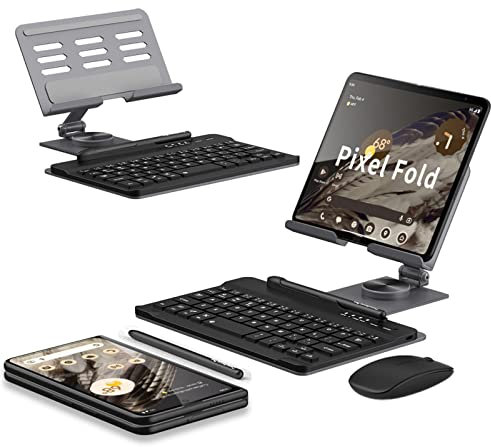 Hülle Custodia per Pixel Fold Tastiera + Supporto Telefono + Mouse + Penna + Glass Film Cover,Supporto per Tablet PC Keyboard Kit per Google Pixel Fold(1)