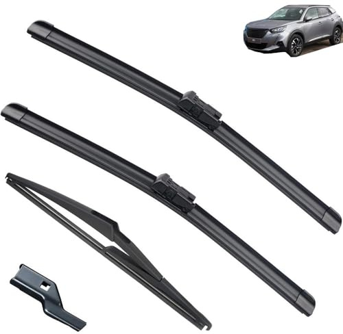 Juego de escobillas limpiaparabrisas delanteras y traseras compatible con Peugeot 2008 P24 MK2 2019-2023, cepillos for ventana de parabrisas de 241612
