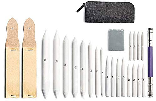 TopHomer Artist Sketching Tools Set, 24Pcs Dual-End White Artistic Blender and Paper Stump Set for Blending Graphite Colored Pencils Artistic Drawing DIY Art Blend