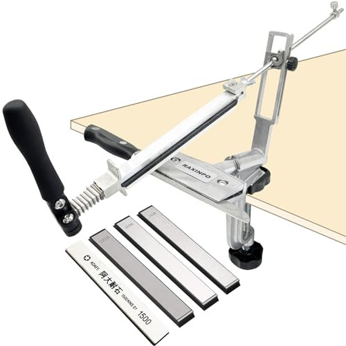 RAXINPO Professional Precision Adjust Knife Sharpener Tool, 360° Rotation Flip Design Fixed-Angle Stainless Steel Kitchen Knife Sharpener System, Complete Angle Adjustable Knife Sharpening Kit