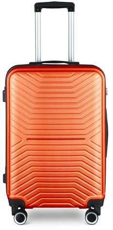 SPOFLYINN Gepäck-Set, ABS-Hartschale, 3-teilig, Hartschale, leicht, Spinnrollen, Koffer mit TSA-Schloss, 50,8 cm, 61 cm, 71,1 cm, Orange/Abendrot im Zickzackmuster (Sunset Chevron), Orange