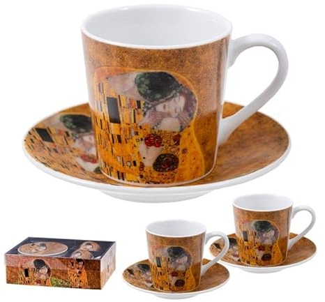 DRW Set 2 Tasses avec assiette Klimt 6 x 6 x 11 cm