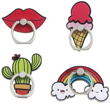 Phone Ring Holder - 4pcs Phone Ring Holder Grip, Ring Holder for Phone Case, Phone Finger Holder Grip, Phone Accessories for Girls, Suitable for All Phone Cases, Strong Traceless Glue (Cartoon)