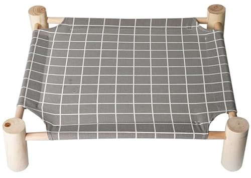 Kapmore Creative Plaid Pet Cot Bed for Cats and Dogs, Cute Elevated Cat Bed with Wooden Frame