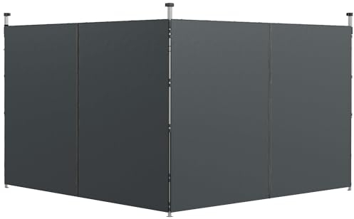 Outsunny Set di 2 teloni per gazebo 3 x 3 e 3 x 6 m, pareti di gazebo in tessuto Oxford con ante a cerniera, 295 x 195 cm, grigio scuro