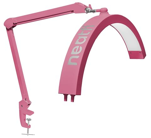 Neatfi Halbmond-Schwenkarm-Tischlampe, LED-Beleuchtung für Kosmetikerinnen, 2500 Lumen, 5 Lichtmodi, Ideal für Nail Art, Gesichtsbehandlungen, Faden- und Tattoos (CCT mit Klemme, Rosa)