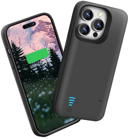 Sitong Battery Case for iPhone 15 Pro, 5000mAh Rechargeable Extended Battery Charging/Charger Case, Add 100% Extra Juice (6.1 inch) Black