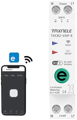 Ewelink WiFi SMART disyuntor Switch time Relay temporizador 1P + n 10a 16a 202a 25a 32a 40a 63a 110v 220V control de voz remoto inalámbrico (1-63A Adjustable VA Protect)