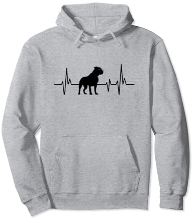 Heartbeat Herzschlag Design American Bulldog Hund Pullover Hoodie