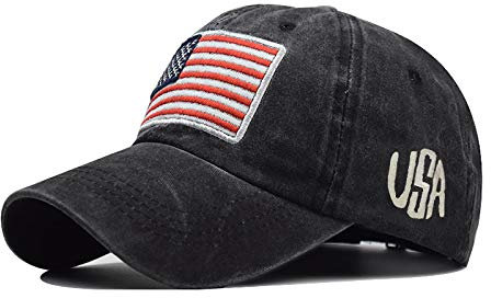 Herren-Baseballkappe, USA-Flagge, modisch, Trend, klassische Baumwolle, Outdoor-Kappe, Unisex-Baseballkappe, Geschenk für Männer und Frauen, Verwaschenes Schwarz, L