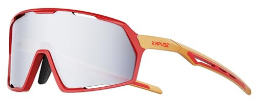 KAPVOE Polarisiert Fahrradbrille Herren Damen MTB Brille TR90 Rahmen Rennrad Brille UV400 Schutz Radbrille Sport Sonnenbrille für Radfahren Laufen Volleyball Baseball Golf Radsportbrille Silber