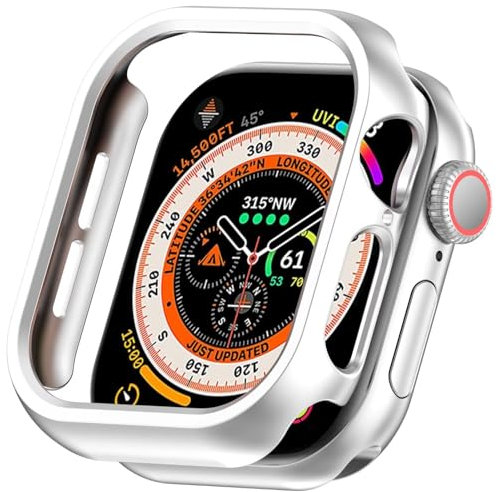 YKNIUFLY Funda Compatible con Apple Watch Series 10 46mm, Estuche Rígido para PC, Protección de Medio Paquete, Reloj Carcasa Compatible con Apple Watch Series 10 46mm.(Plata)