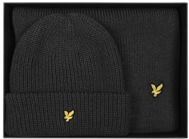 Lyle & Scott Herren-Set Wintermütze Schal Lammwolle - Mittelgrauer Mergel