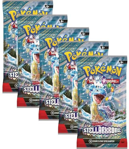 Pokemon Karmesin & Purpur 5 Stellarkrone Booster Packs - Deutsch und BB-Toy-Trades Toploader