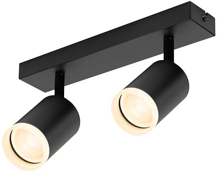 Zedelmaier Deckenstrahler LED Deckenlampe 2 Flammig GU10 Modern Spotbalken Deckenspot Schwenkbar Neue Generation für Wohnzimmer Schlafzimmer Arbeitszimmer ohne Leuchtmittel Schwarz