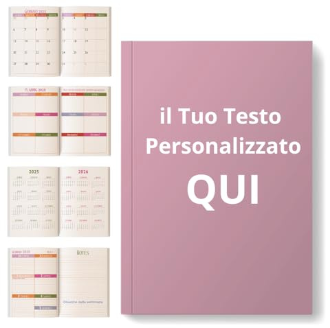 Agenda 2026 Personalizzabile A5 - Pianificatore Completo con Testo e Colori a Scelta - Planning Annuale, Mensile e Giornaliero con Spazio Appunti (Rosa Chiaro, Contenuto a Colori 1)