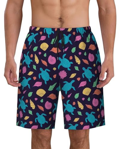 Zdlwaisw Maillot de bain pour homme à séchage rapide avec doublure en maille et poches pour l'été, Coquilles de tortues colorées, 3XL