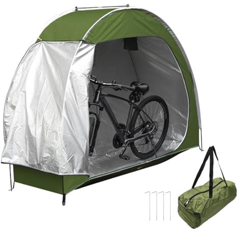 Telo copribici da esterno impermeabile,tenda da deposito per bici di grandi dimensioni, tenda da deposito pieghevole portatile per garage,telo resistente per proteggere dalla pioggia(Color:Verde)
