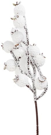 Brrnoo Décoration de Noël, Branches de Baies en Mousse Blanche avec Tiges en Fer, Accessoires pour Couronnes et Arbres de Noël, Branches en Plastique Artificielles