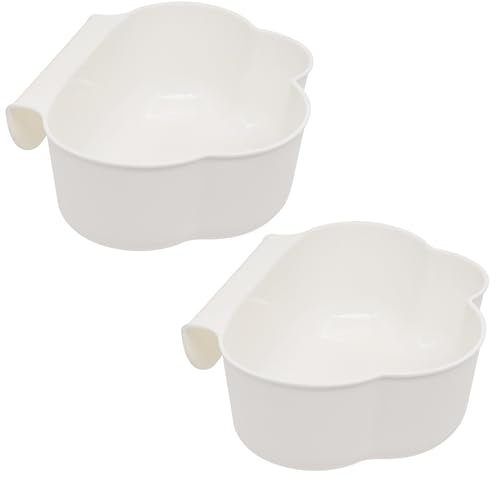 Mritrit 2 Storage Basket Plastic Boxes, Hanging Cupboard Door Kitchen Bin, Compact Under Sink Trash Can, Small Food Waste Bin No Lid, Counter Compost Caddy for Kitchen, Bathroom, Caravans (White)