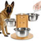 JAZUIHA Gamelle surélevée pour grands chiens - Réglable en hauteur - Avec 3 bols en acier inoxydable - 1400 ml - Station d'alimentation à 3 côtés