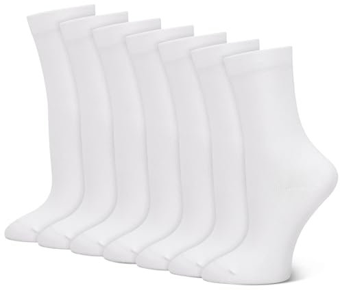 Halinuia 7 Paires Chaussette Femme Thin Chaussettes Coton Sans Couture Respirantes Absorbantes Chaussettes Blanche Anti Transpiration pour Travail, Sport, Marche, Casual 35-39