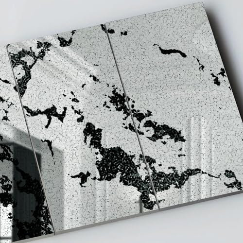 Neukids 3D Rusty Mirror Tiles Vintage Mirror Effect,35pcs Cracked Vintage Acrylic Mirror self Adhesive Tiles,Peel and Stick Wall Panels Kitchen Bathroom Wall Decorations.