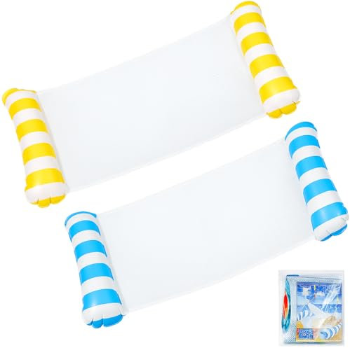 2 Stück Aufblasbare Hängematte mit Pumpe, Schwimmende Pool-Hängematte 115×66 cm, Wasserhängematte für Erwachsene, Aufblasbares Schwimmbett für Pool, See oder Urlaub