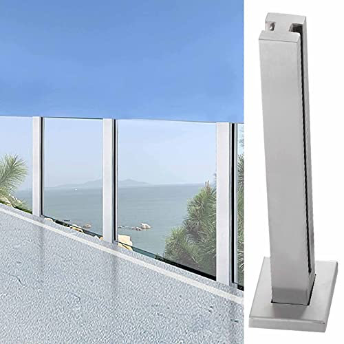 WUNMSKZR Glaszaunpfosten Glasbalustradenpfosten Quadratische Glasbalustraden-Geländerpfosten, Gewerblicher Zaunpfosten-Handlauf Silber, Winddichte Glasgeländer-Paneelklemme, Plattform-Glasgeländersys