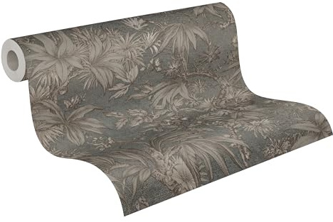 A.S. Création History of Art 2 Vliestapete Floral 10,05 m x 0,53 m - Grau, Braun, Metallic - Tapete Dschungel für Wohnzimmer Schlafzimmer - 790473