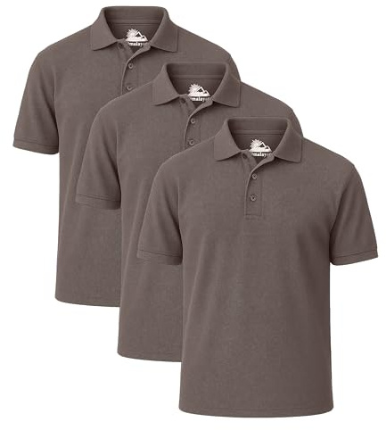 Himalayan Pack of 3 Breathable Cotton Polo Shirts for Men Adult Comfortable and Lightweight Ribbed Collar Quick Dry Short Sleeve Men's Polos, Grey, XS