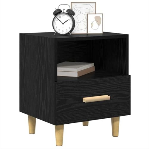 vidaXL Bedside Cabinet 2 pcs Black Oak 40 x 35 x 47 cm Engineered Wood, Rustic Bedroom Storage, Compact Nightstand Design, Functional Bedside Cabinet, Home Furniture for Small Spaces