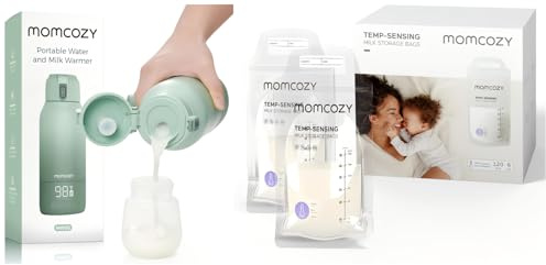 Momcozy Chauffe Biberon Nomade & Sachets de Congélation Lait Maternel 180mL-120 Pack