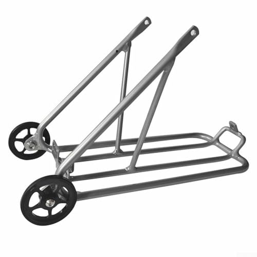 Hinterer Gepäckträger aus Aluminiumlegierung für Brompton 16 Zoll Faltrad, 16 x 1-3/8 Reifen kompatibler Gepäckträger mit einfachen Rädern, Silber 34 x 14 x 21 cm