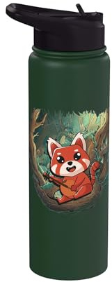 Panda Banjo Bluegrass Musical Instrument Red Panda Stainless Steel Insulated Water Bottle