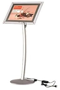 Porte-affiches A3 LED sur pied courbé 2 modèles disponibles - Idéal pour afficher avec brillance vos informations !