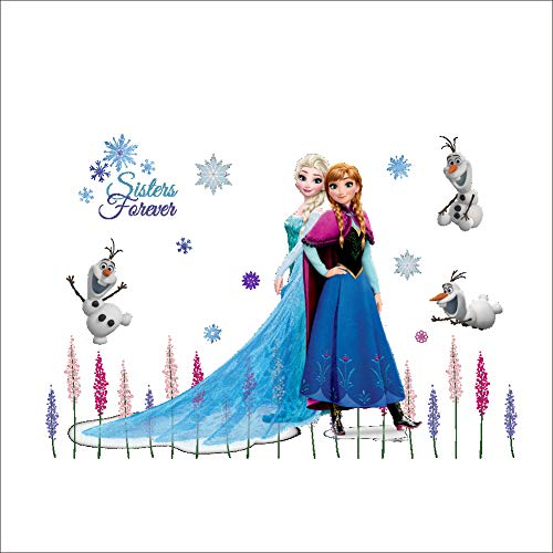Kibi Wandtattoo Frozen Wandtattoo Eiskönigin (Frozen) Elsa und Anna Wandsticker Frozen Disney für Kinderzimmer Living Room Removable Prinzessin Elsa Anna Wandtattoo Kinderzimmer Frozen Olaf