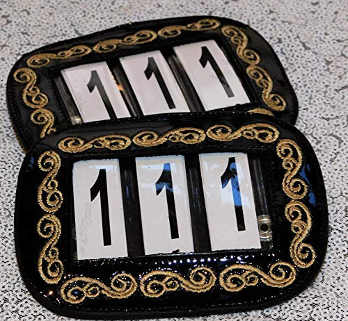 Kopfnummern Kopfnummer Glitzer Leder Straß Schwarz Braun 2 Systeme Turnier Nummer Nummern Tysons (Barock)