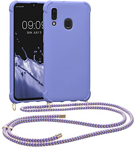 kwmobile Necklace Case kompatibel mit Samsung Galaxy A40 Hülle - Cover mit Kordel zum Umhängen - Silikon Schutzhülle Lavendel