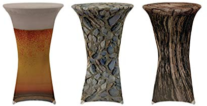 EXKLUSIV HEIMTEXTIL Stehtischhusse Stretch für Bistrotisch mit 4 Fußlaschen Motiv Ø 60x120 cm Stein