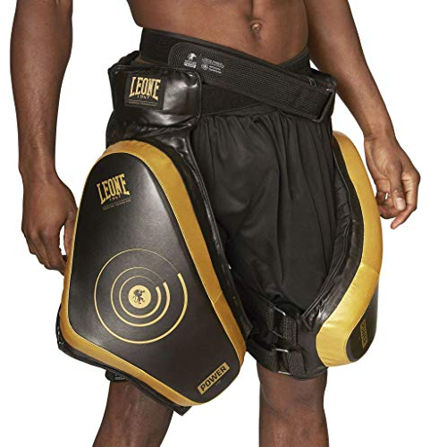 LEONE 1947 Par de protectores de coma para entrenadores de kick boxing y Muay Thai, con cierres de velcro ajustables, Negro